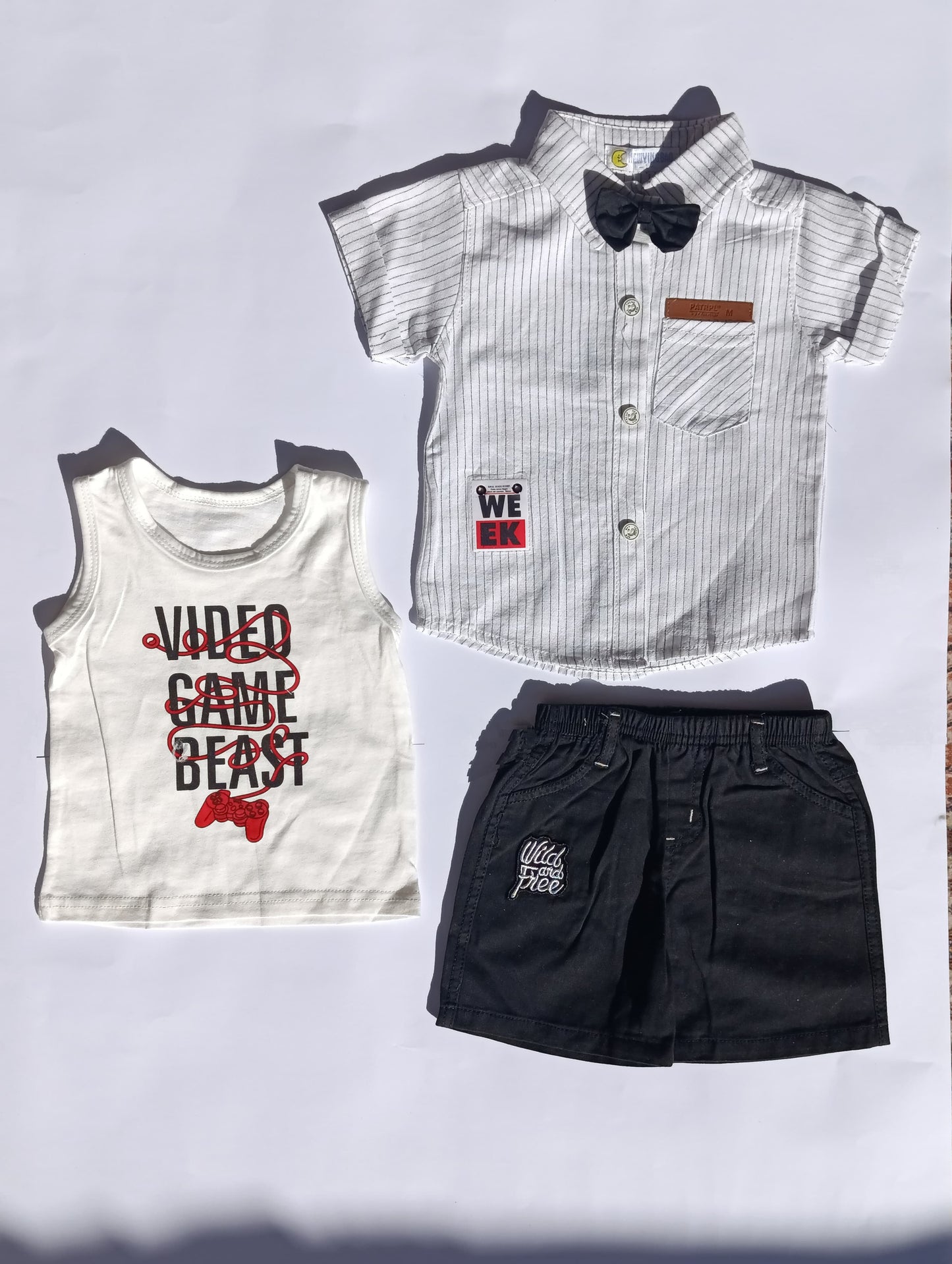 Boys dress Top+ T shirt + Shorts, 100% cotton